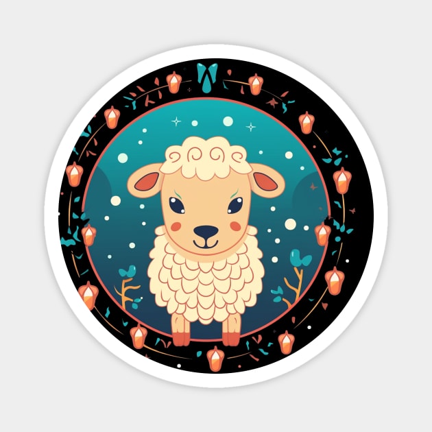 Sheep in Ornament, Love Farm Animals Magnet by logiamerch